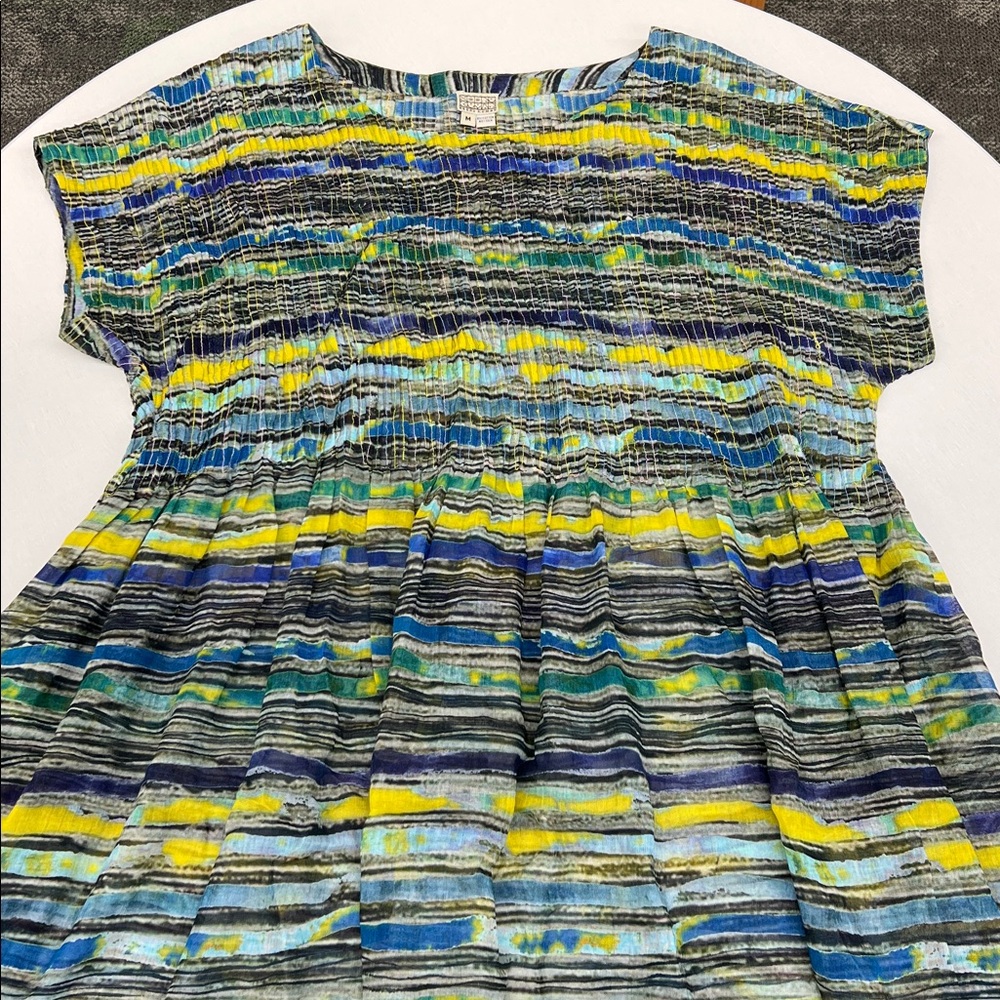 Neeru Kumar cotton silk colorful oversized dress woven yellow green blue black - Picture 2 of 7